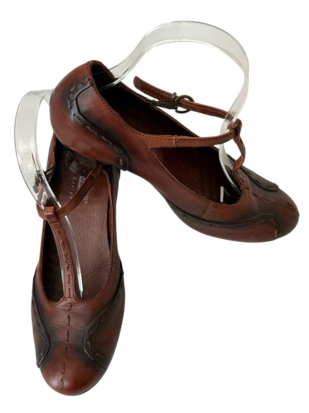 Pikolinos Mary Jane T-Strap Buckle Strap Brown Leather , size 37=6.5/7
